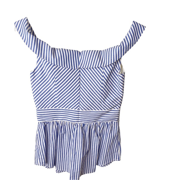 Bardot Blue & White Striped Peplum Top Size 4/XS - Picture 5 of 7